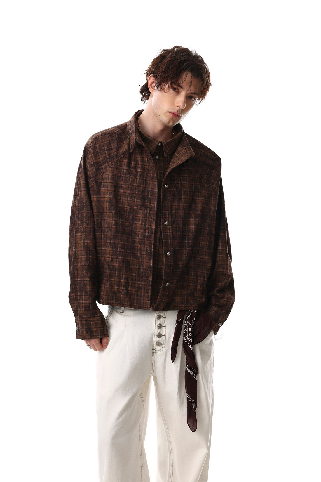 Omirad Vintage Plaid Button-Up Jacket