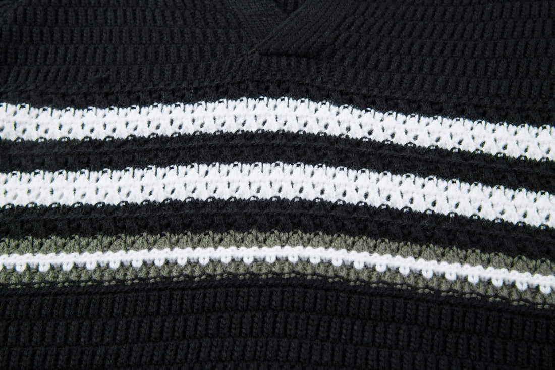 Omirad Striped Knit Polo Sweater