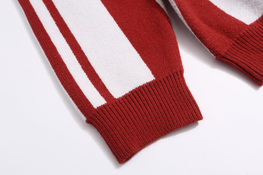 Omirad Retro Varsity Stripe Knit Sweater