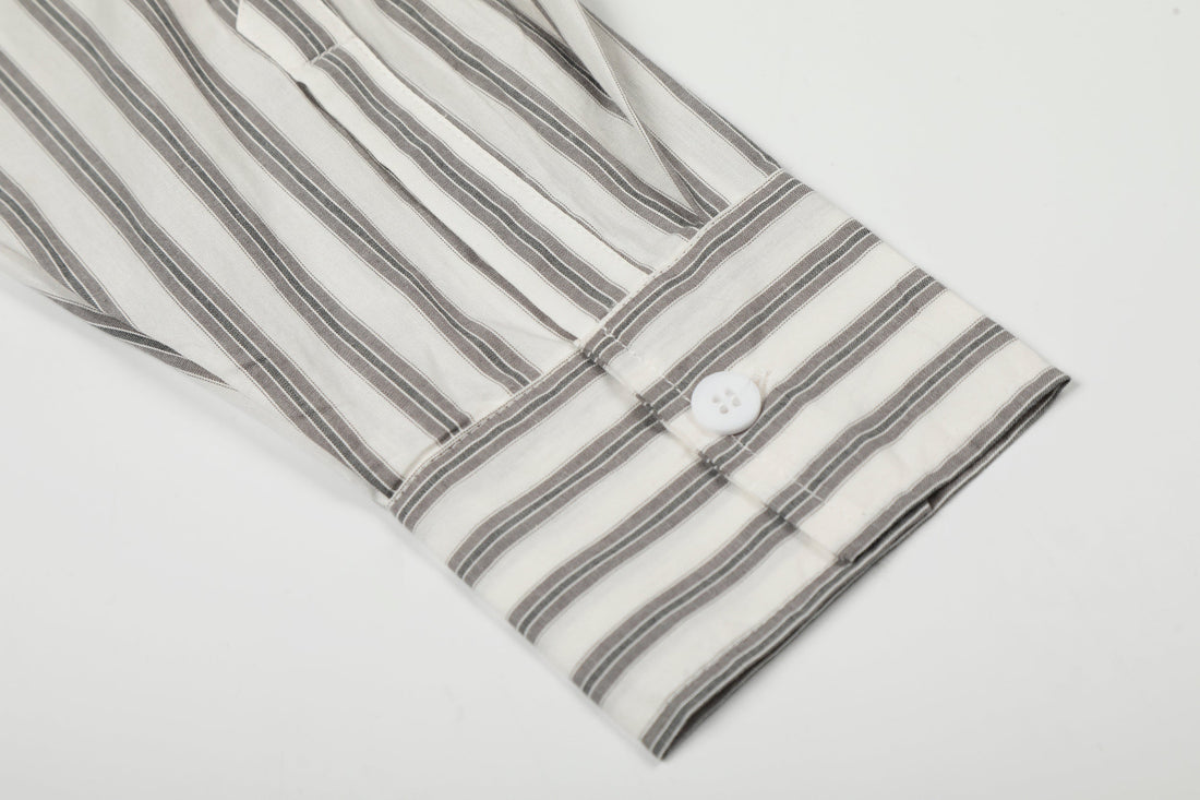 Omirad Striped Tie-Detail Button-Up Shirt
