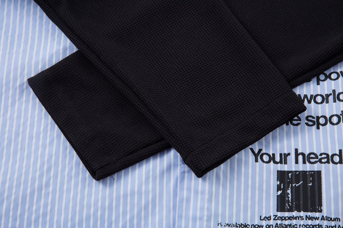 Omirad Punk Print Layered Stripe Shirt