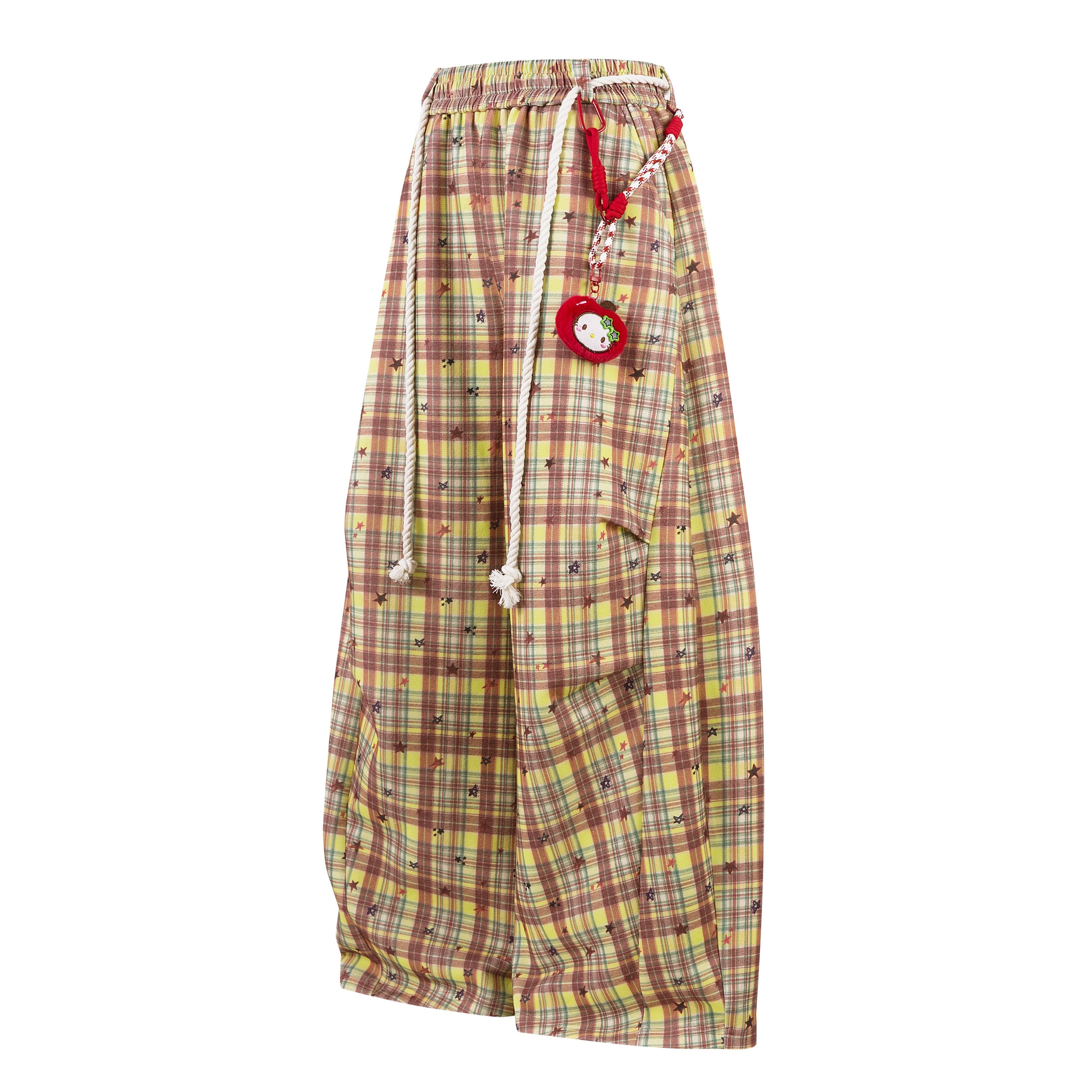 Omirad Yellow Plaid Bear Charm Pants