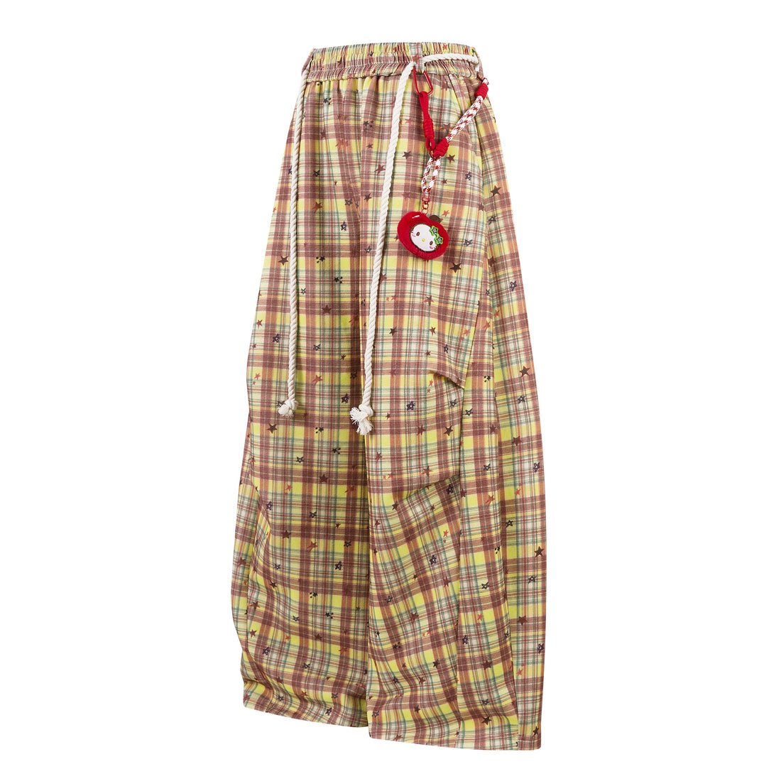 Omirad Yellow Plaid Bear Charm Pants