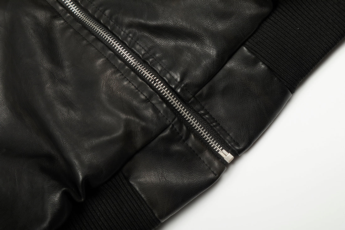 Omirad Vintage Graphic PU Hoodie Jacket