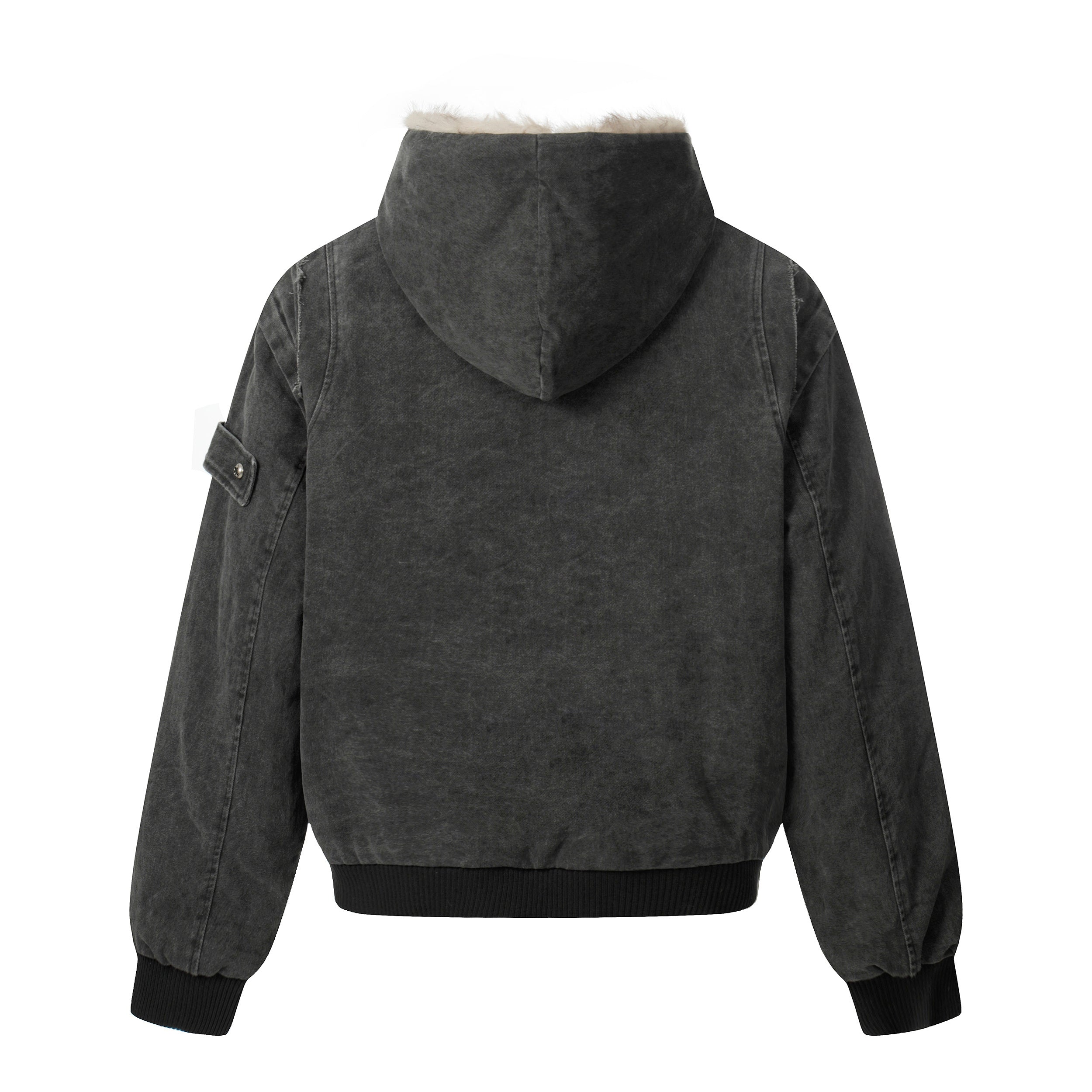 Omirad Washed Shearling-Lined Denim Hooded Jacket