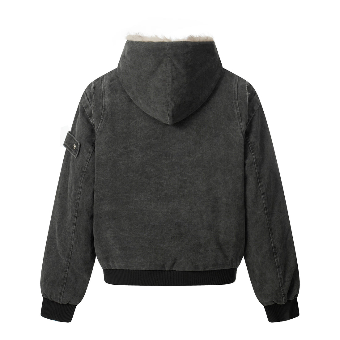 Omirad Washed Shearling-Lined Denim Hooded Jacket