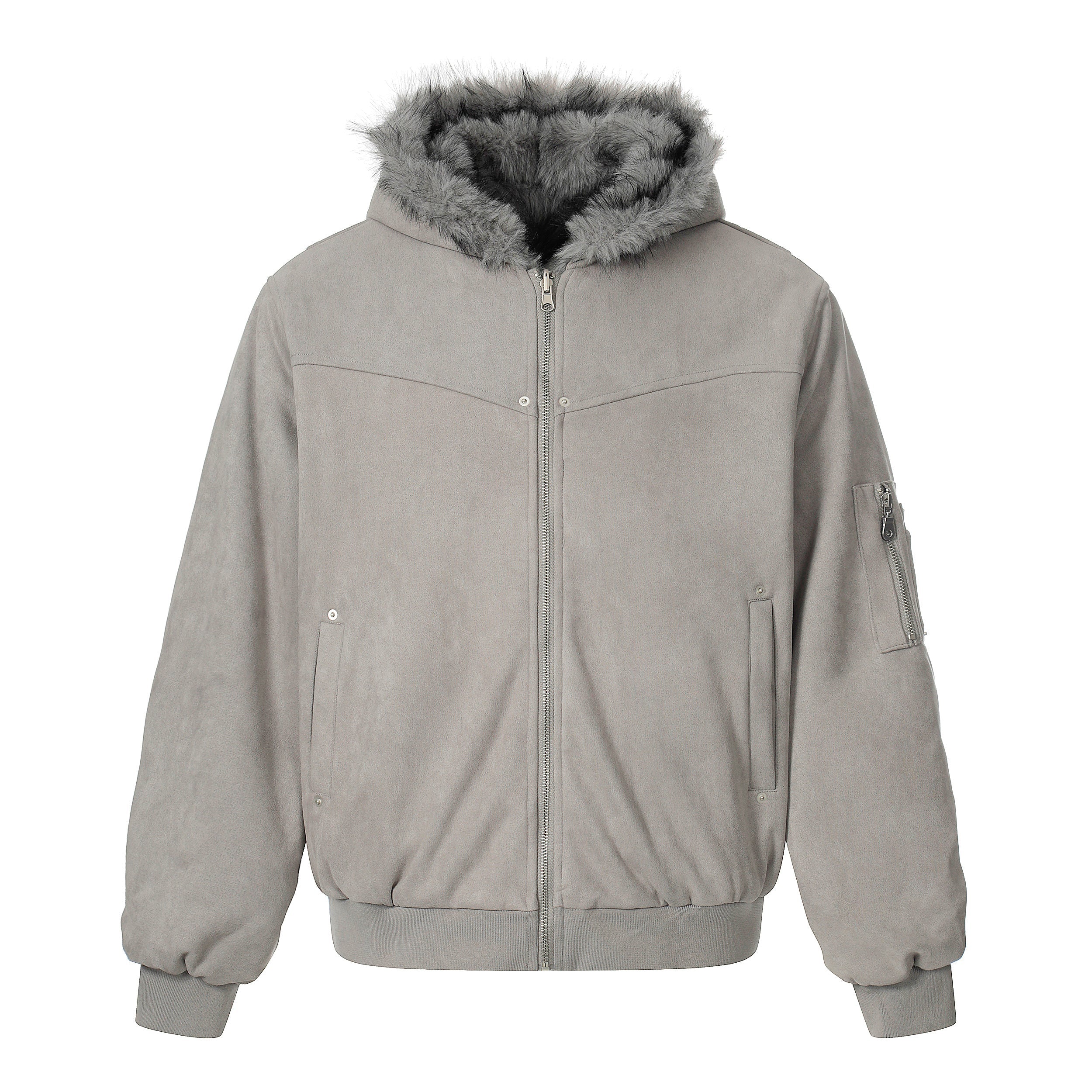 Omirad Reversible Faux Suede Fur Hooded Jacket