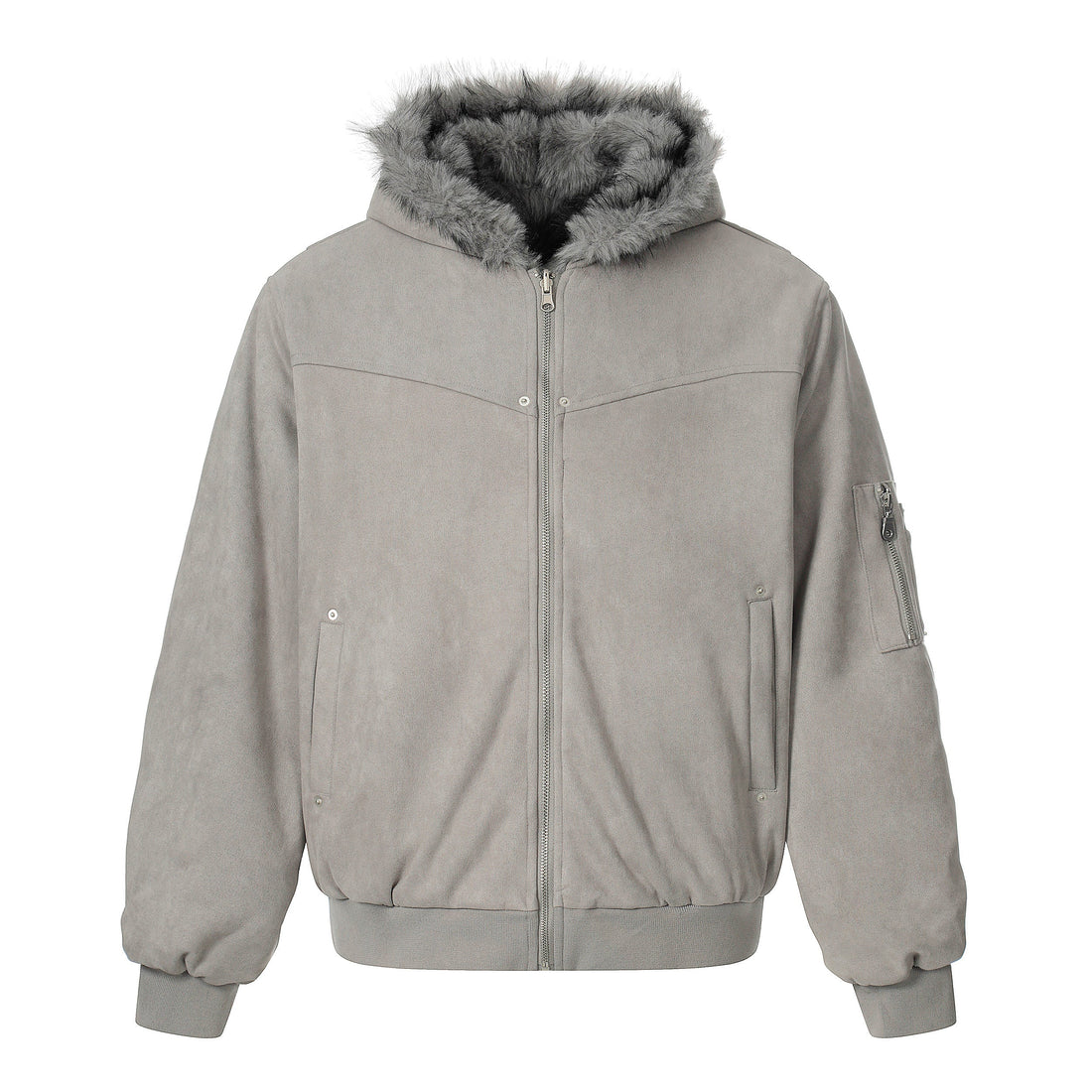 Omirad Reversible Faux Suede Fur Hooded Jacket