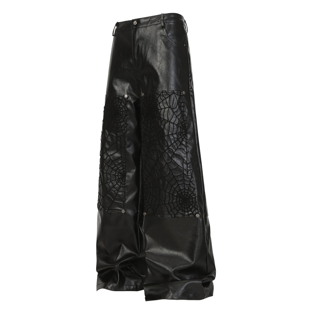 Omirad Web Embossed PU Wide-Leg Pants