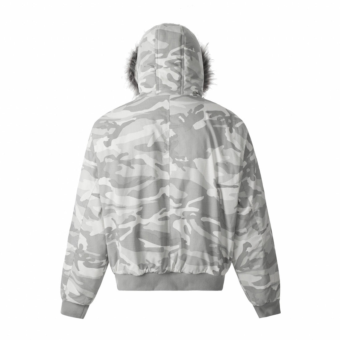 Omirad White Camo Faux Fur Hooded Padded Jacket