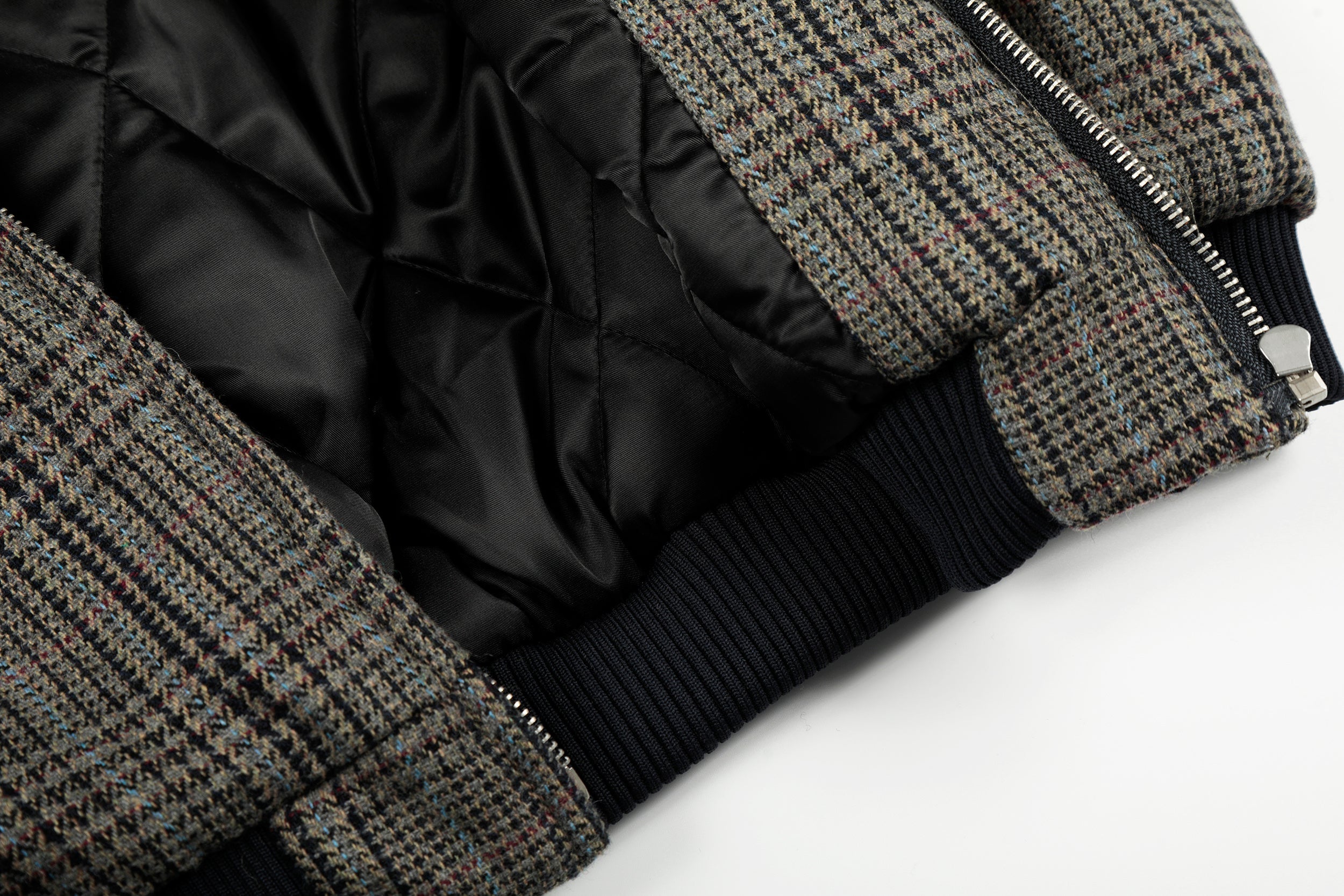 Omirad Vintage Check Wool Blend Bomber Jacket