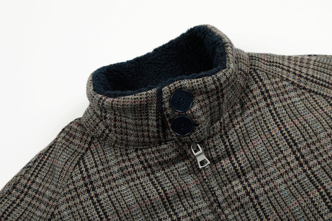 Omirad Vintage Check Wool Blend Bomber Jacket