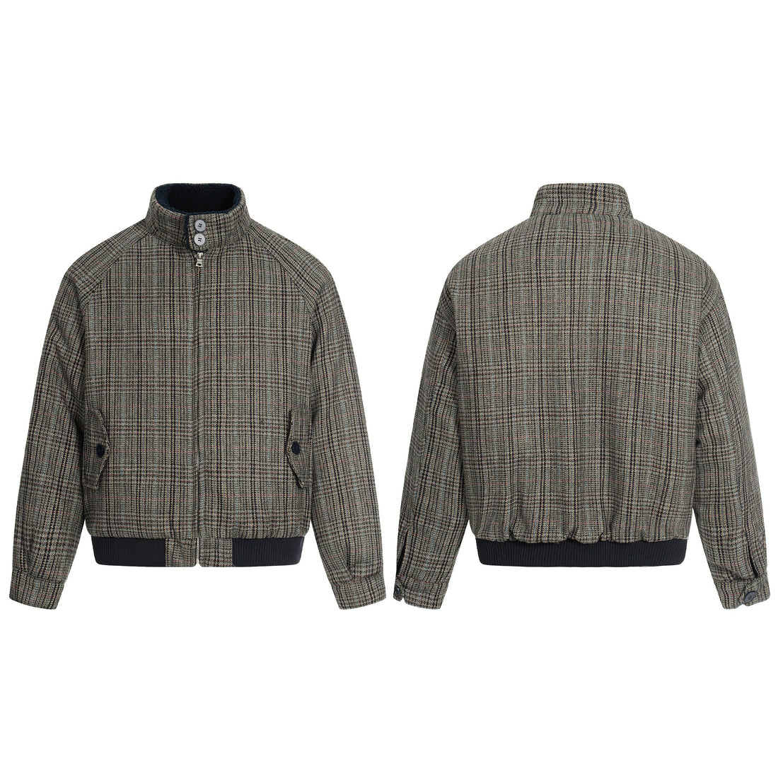 Omirad Vintage Check Wool Blend Bomber Jacket