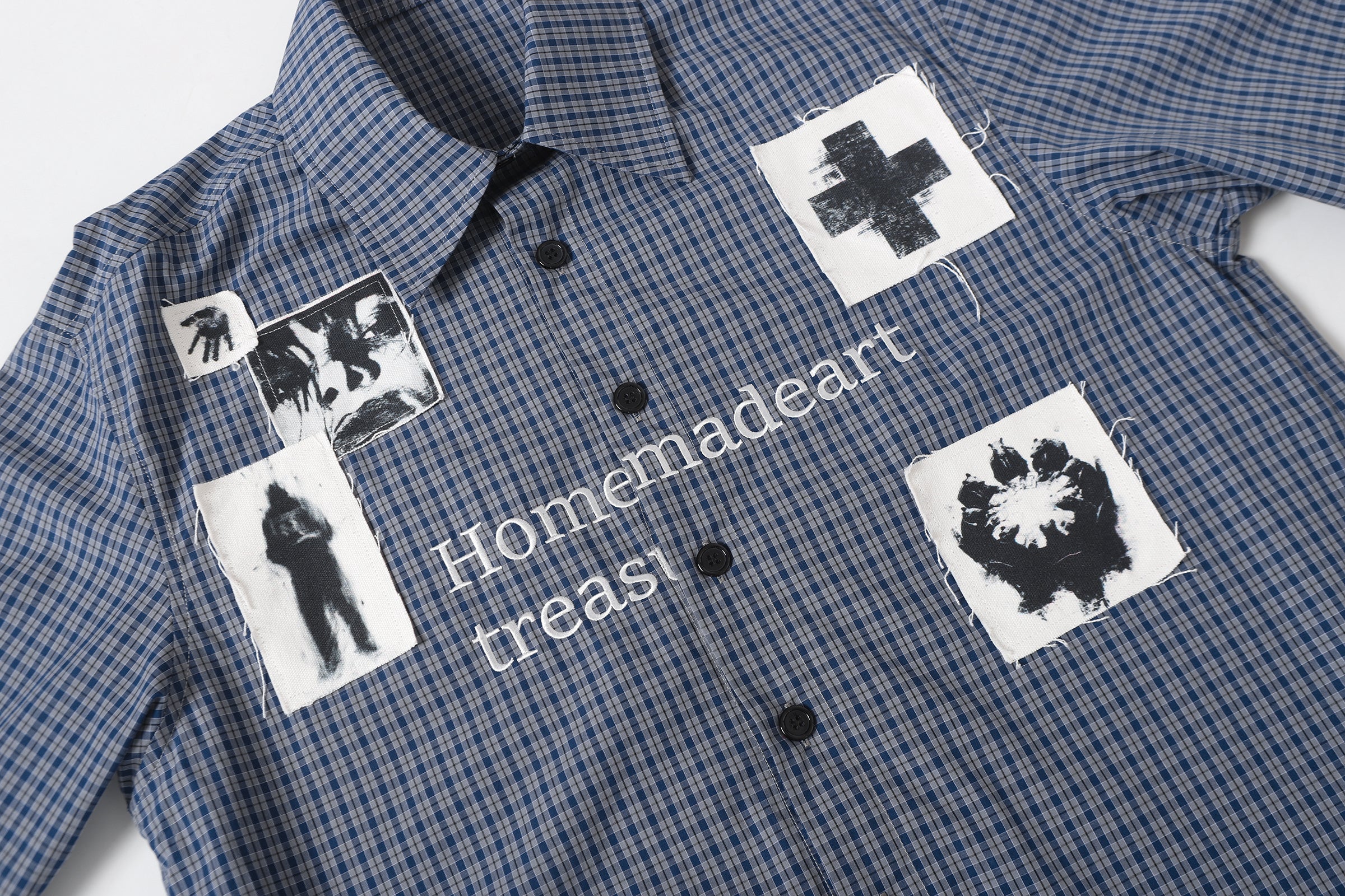 Omirad Patchwork Graphic Plaid Shirt