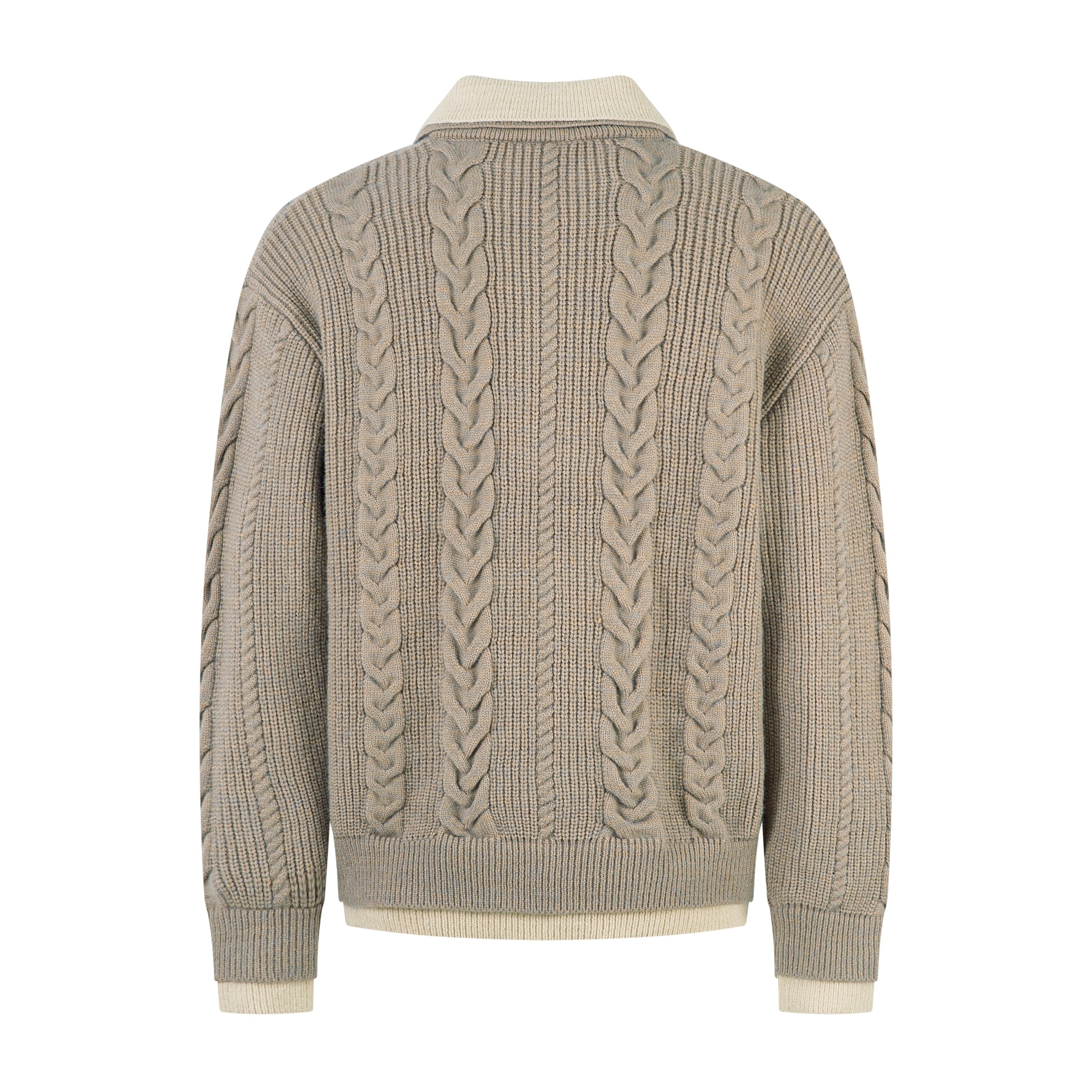 Omirad Vintage Cable Knit Polo Sweater