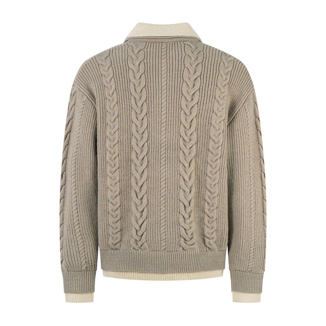Omirad Vintage Cable Knit Polo Sweater