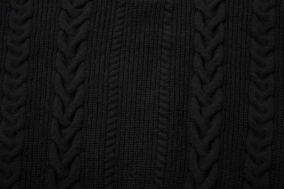 Omirad Vintage Cable Knit Polo Sweater