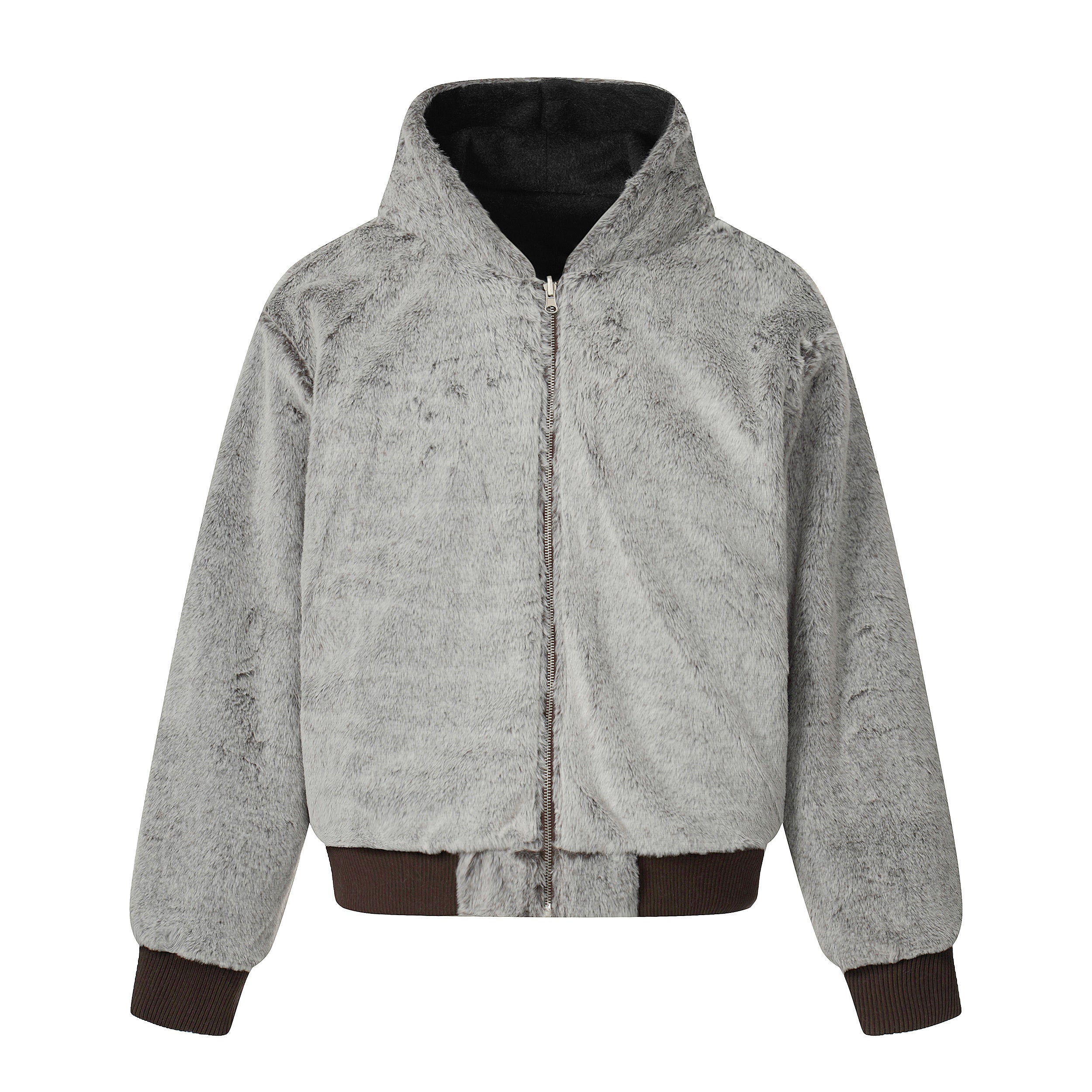Omirad Wool Blend Fleece Hooded Bomber Jacket