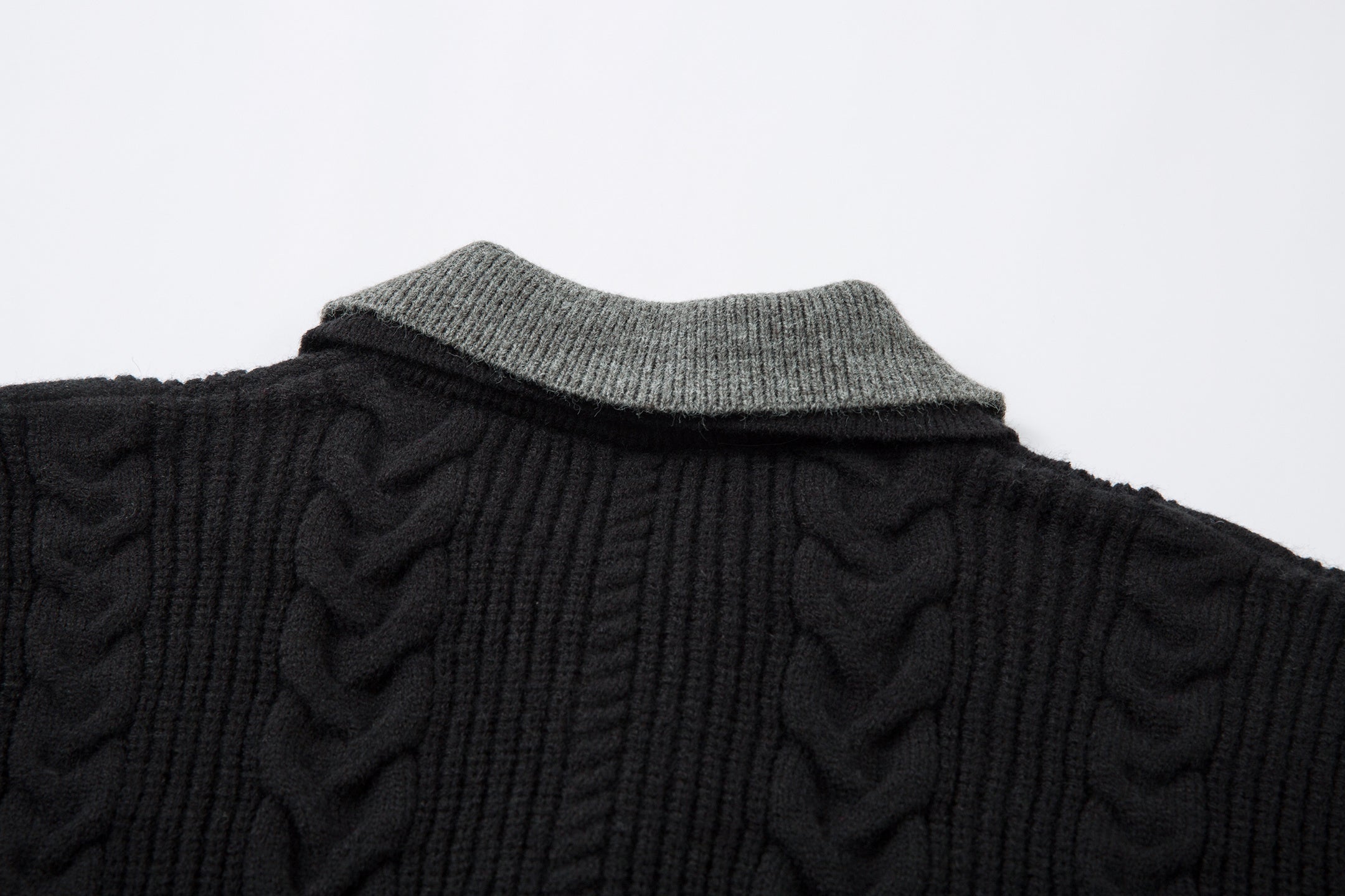 Omirad Vintage Cable Knit Polo Sweater