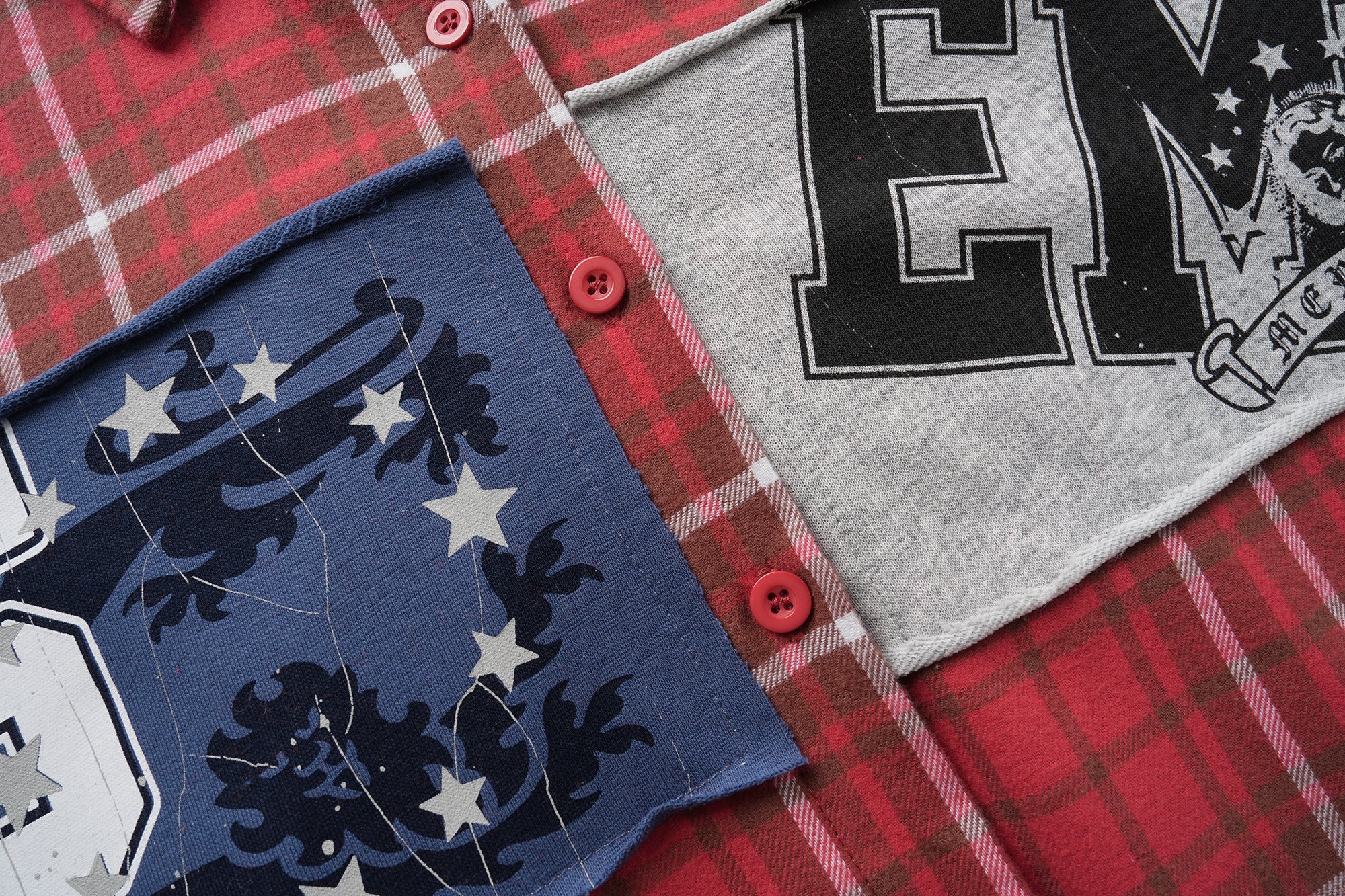 Omirad Patchwork Plaid Button-Up Shirt