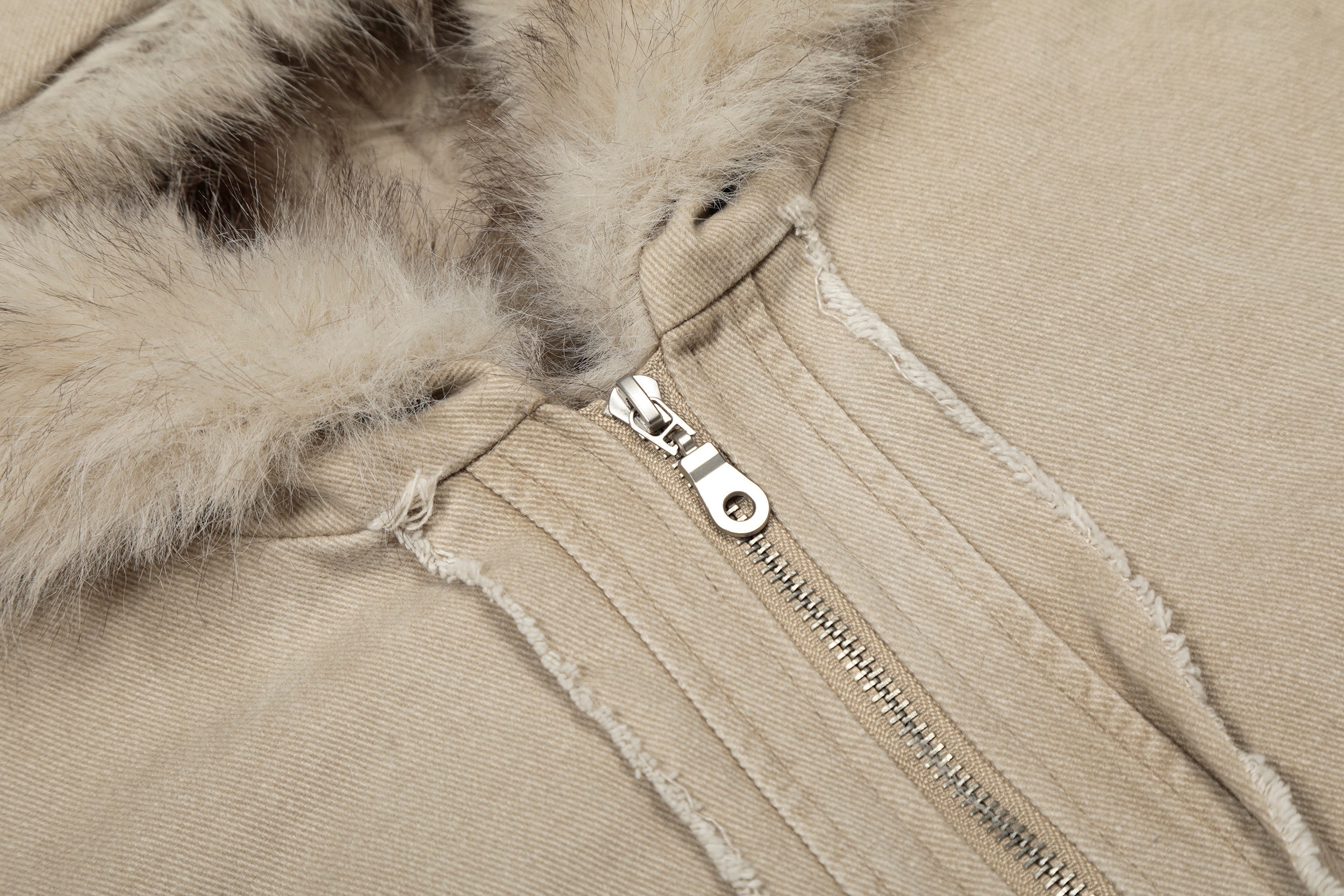 Omirad Washed Shearling-Lined Denim Hooded Jacket