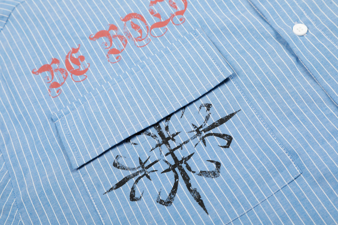 Omirad Striped Graphic Button-Up Shirt