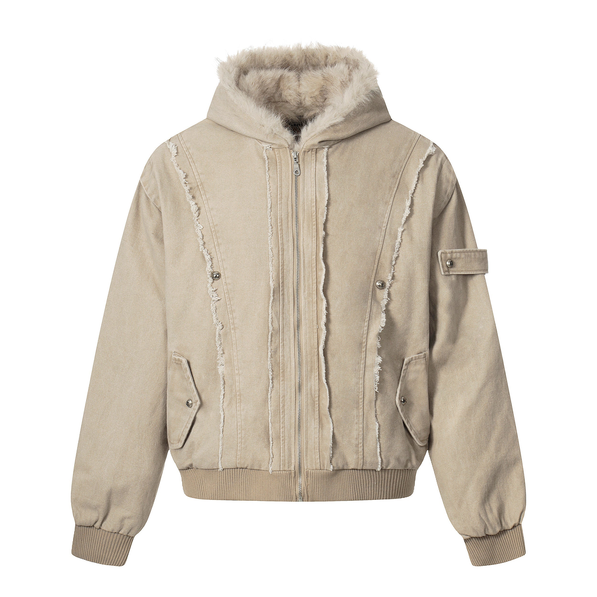 Omirad Washed Shearling-Lined Denim Hooded Jacket