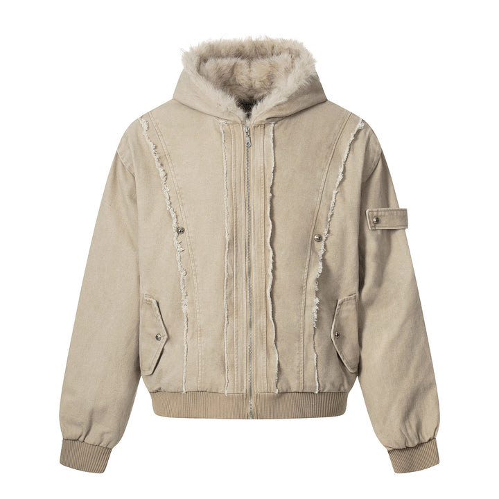 Omirad Washed Shearling-Lined Denim Hooded Jacket