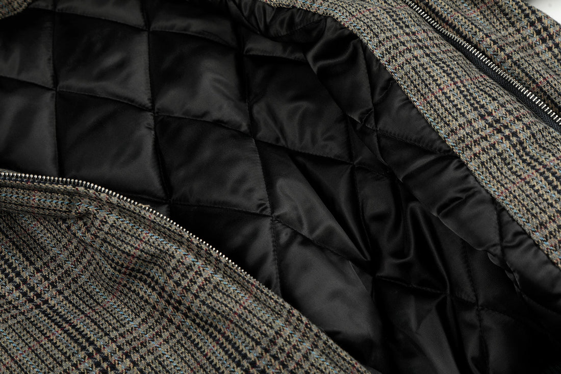 Omirad Vintage Check Wool Blend Bomber Jacket