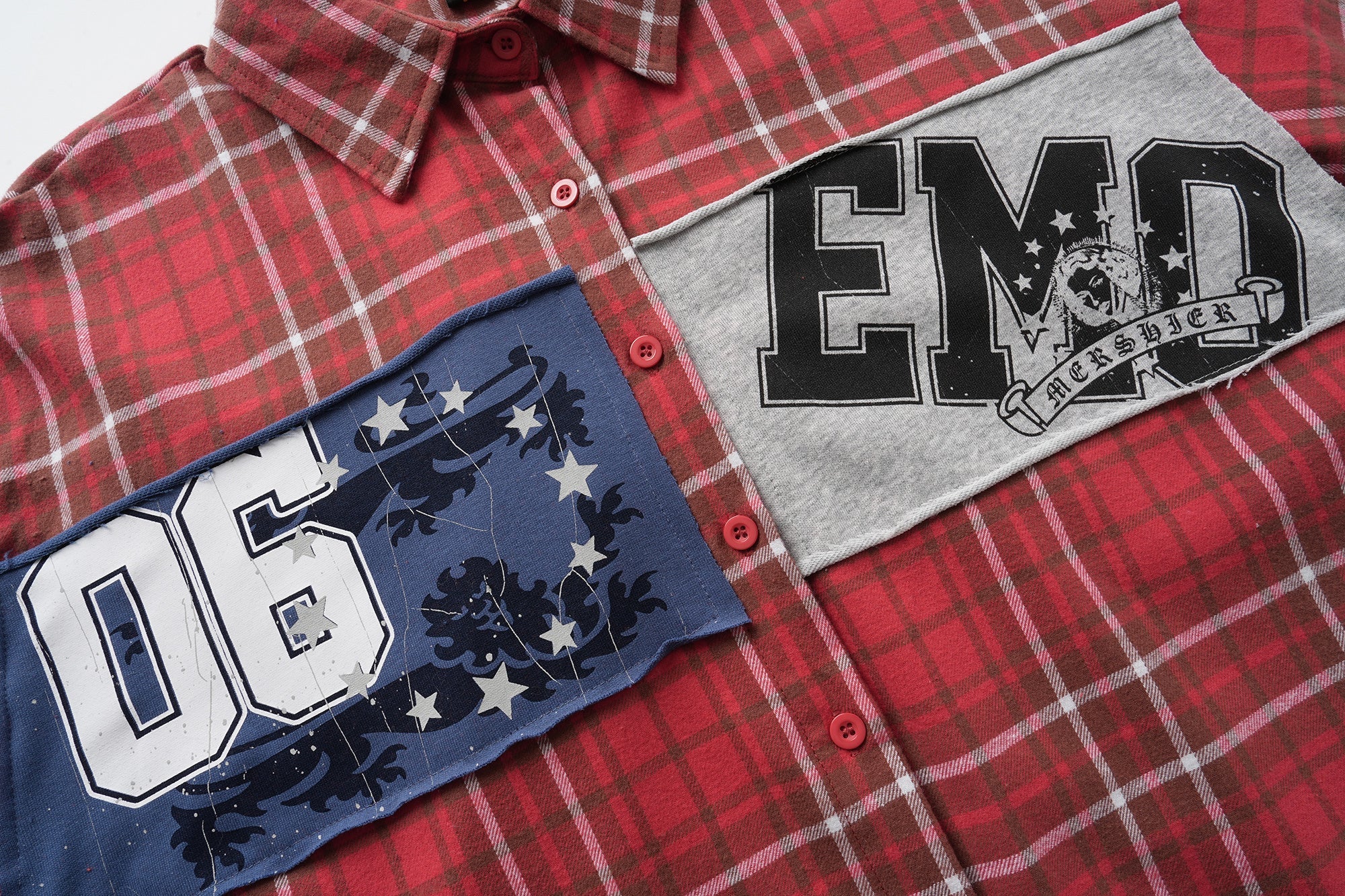 Omirad Patchwork Plaid Button-Up Shirt