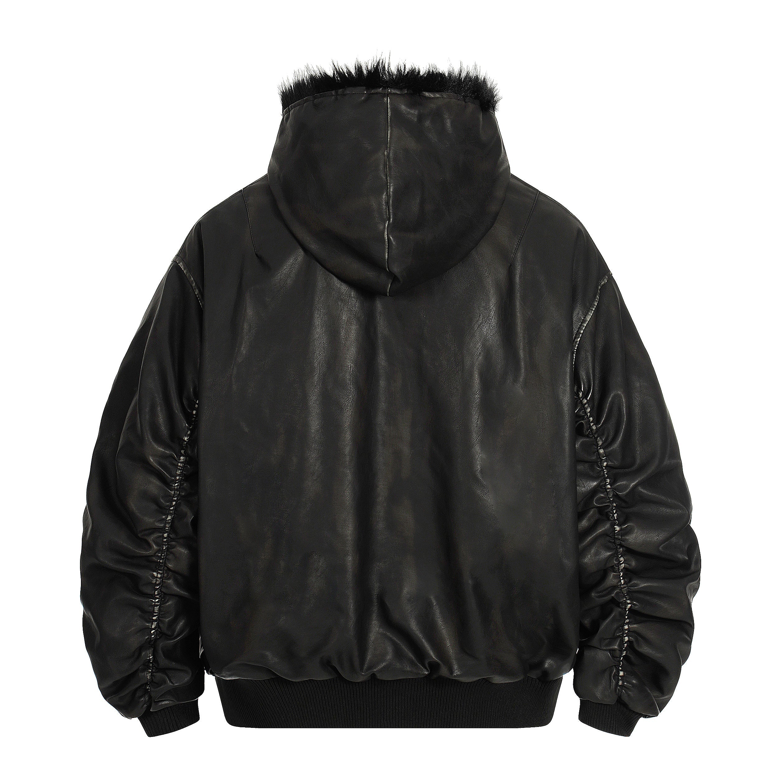 Omirad Vintage Graphic PU Hoodie Jacket