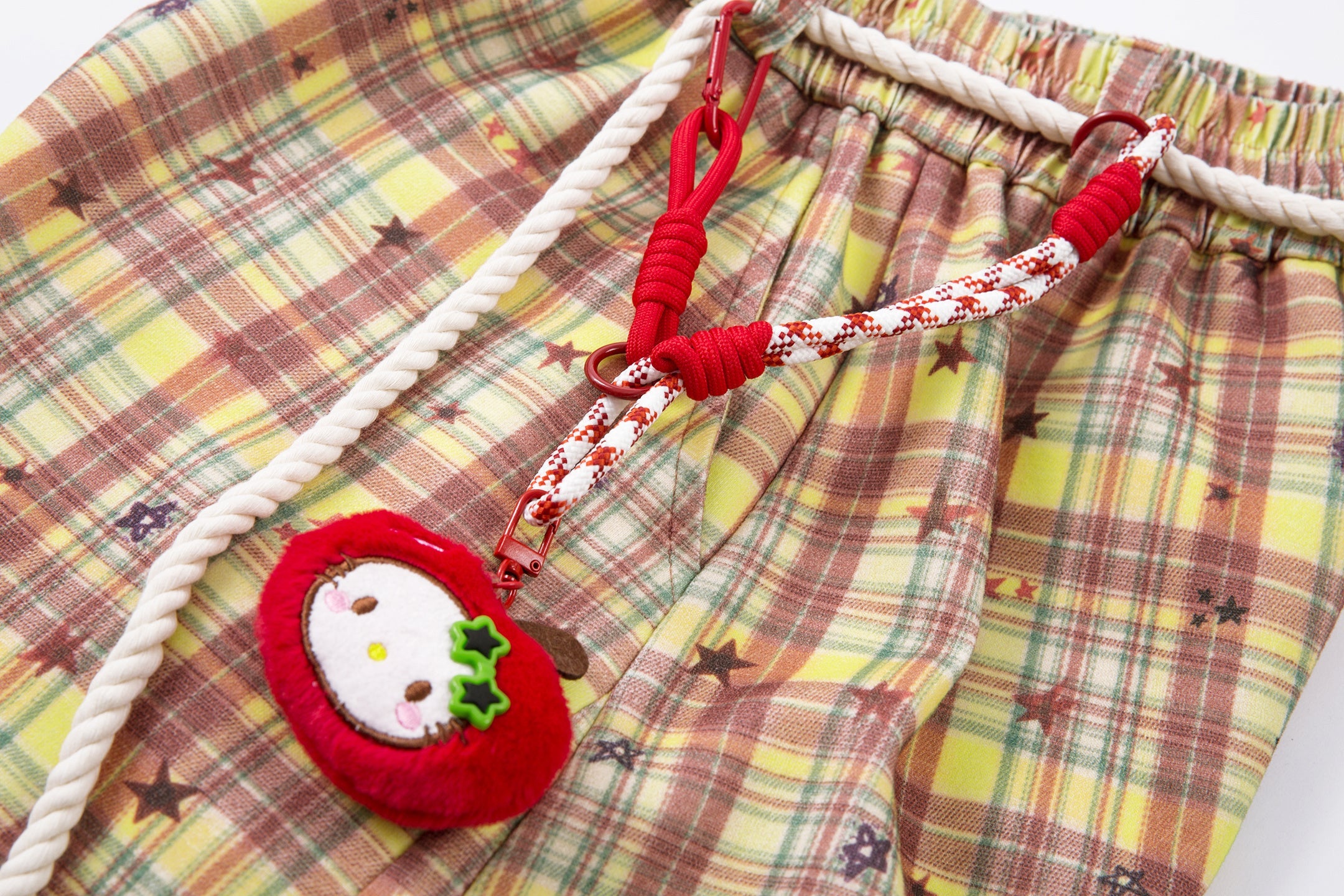Omirad Yellow Plaid Bear Charm Pants