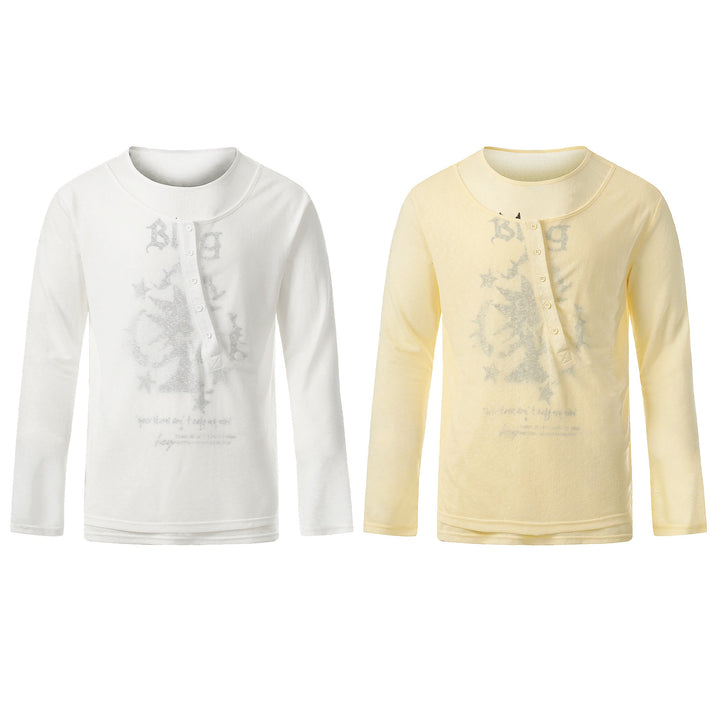 Omirad Graphic Long Sleeve Henley Tee