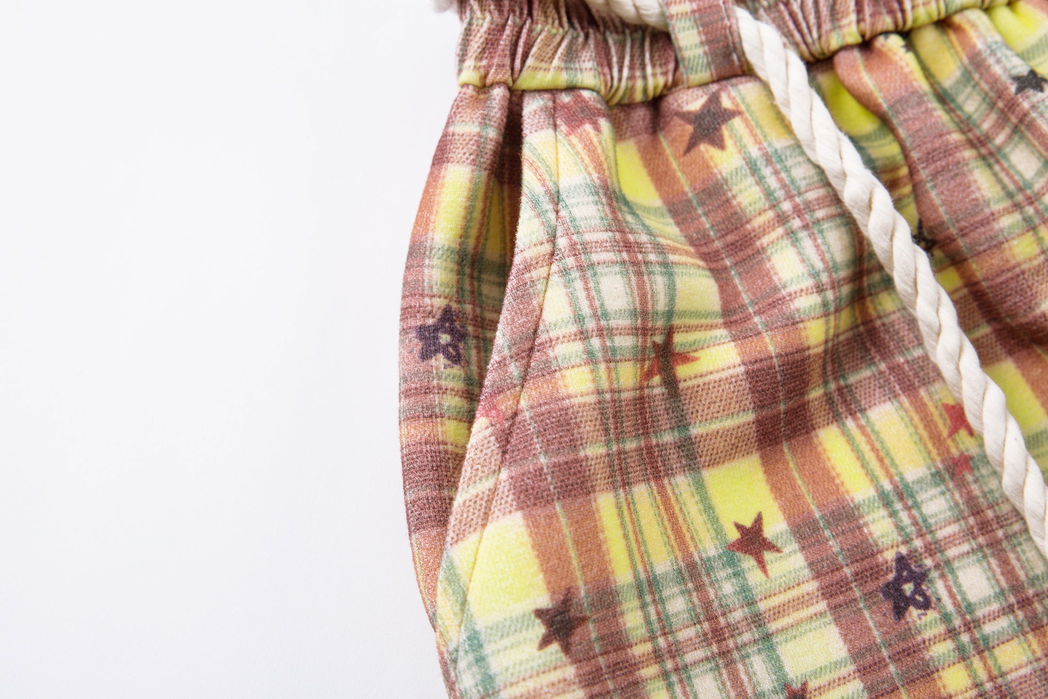 Omirad Yellow Plaid Bear Charm Pants