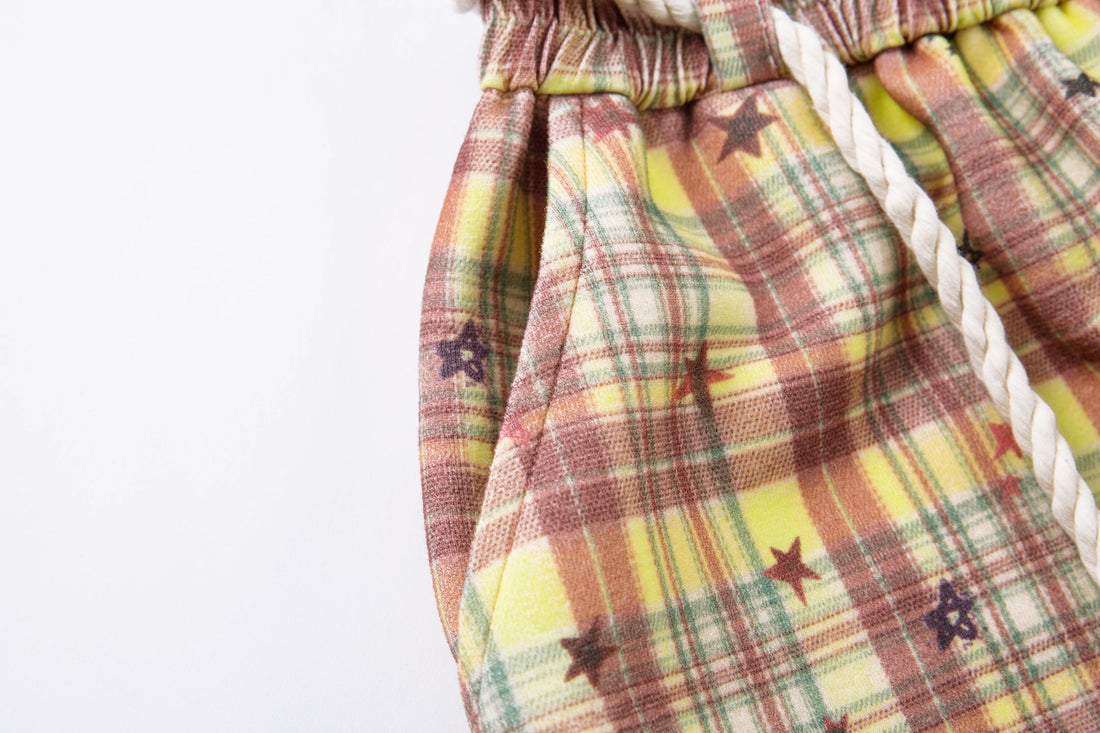 Omirad Yellow Plaid Bear Charm Pants