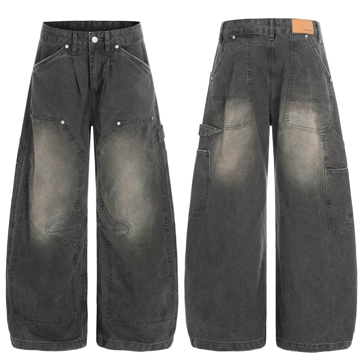 Omirad Washed Utility Wide-Leg Denim Pants