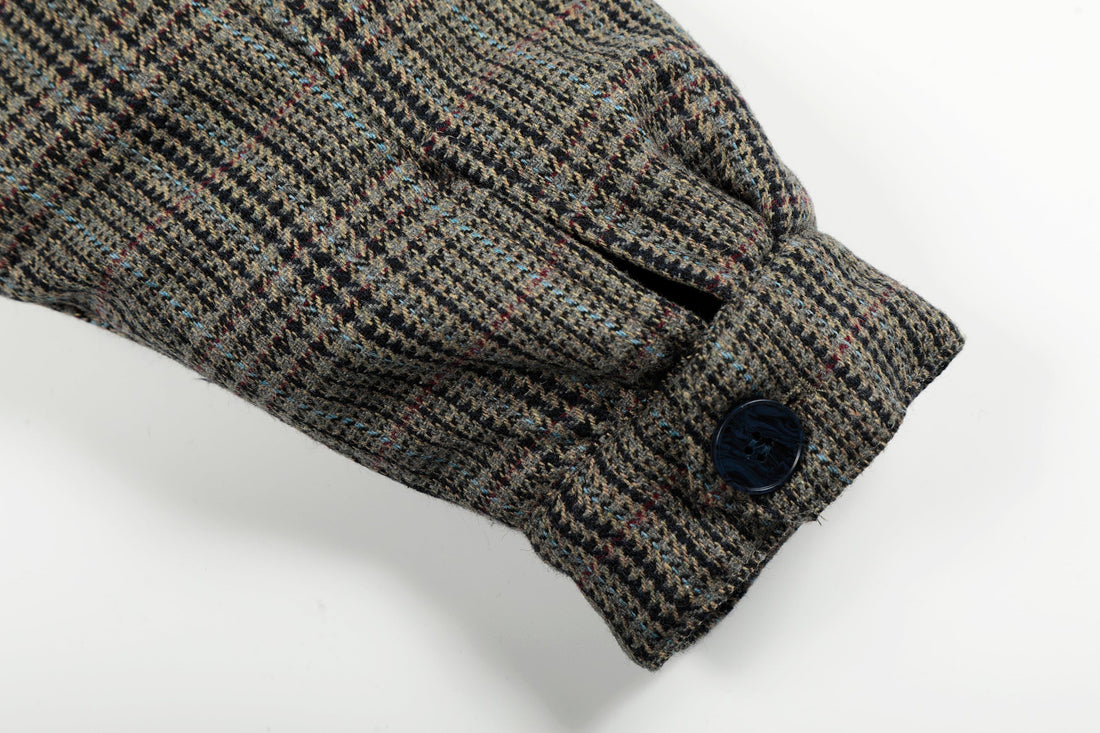 Omirad Vintage Check Wool Blend Bomber Jacket