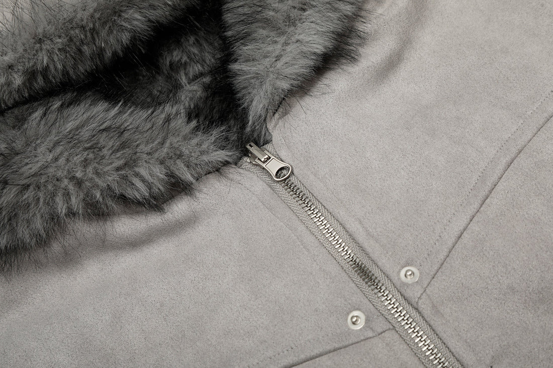 Omirad Reversible Faux Suede Fur Hooded Jacket
