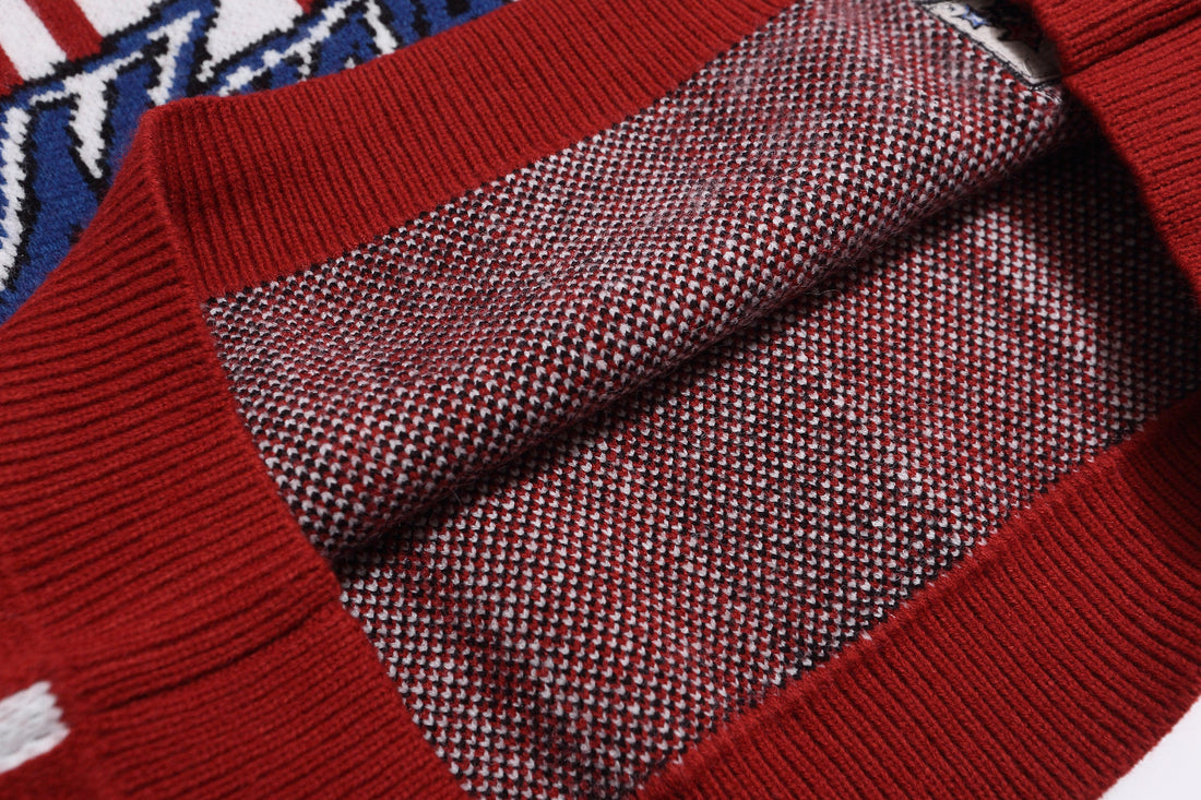 Omirad Retro Varsity Stripe Knit Sweater