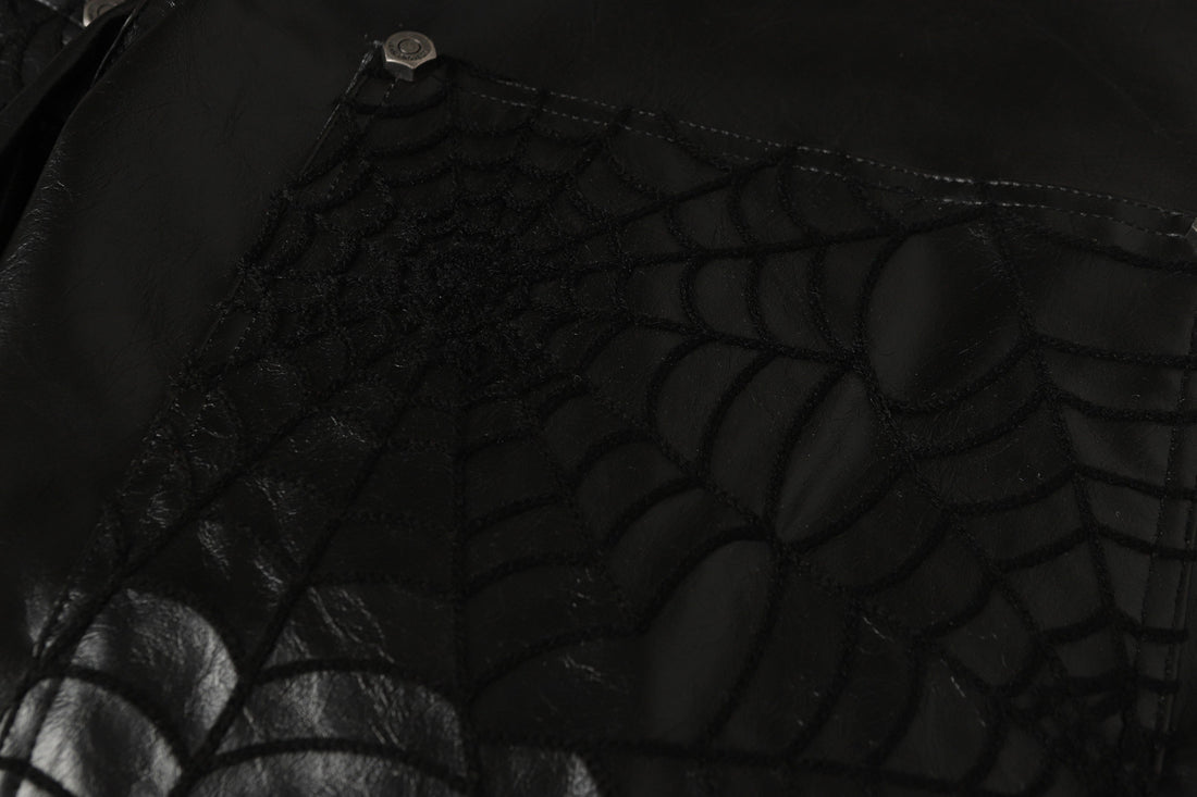 Omirad Web Embossed PU Wide-Leg Pants