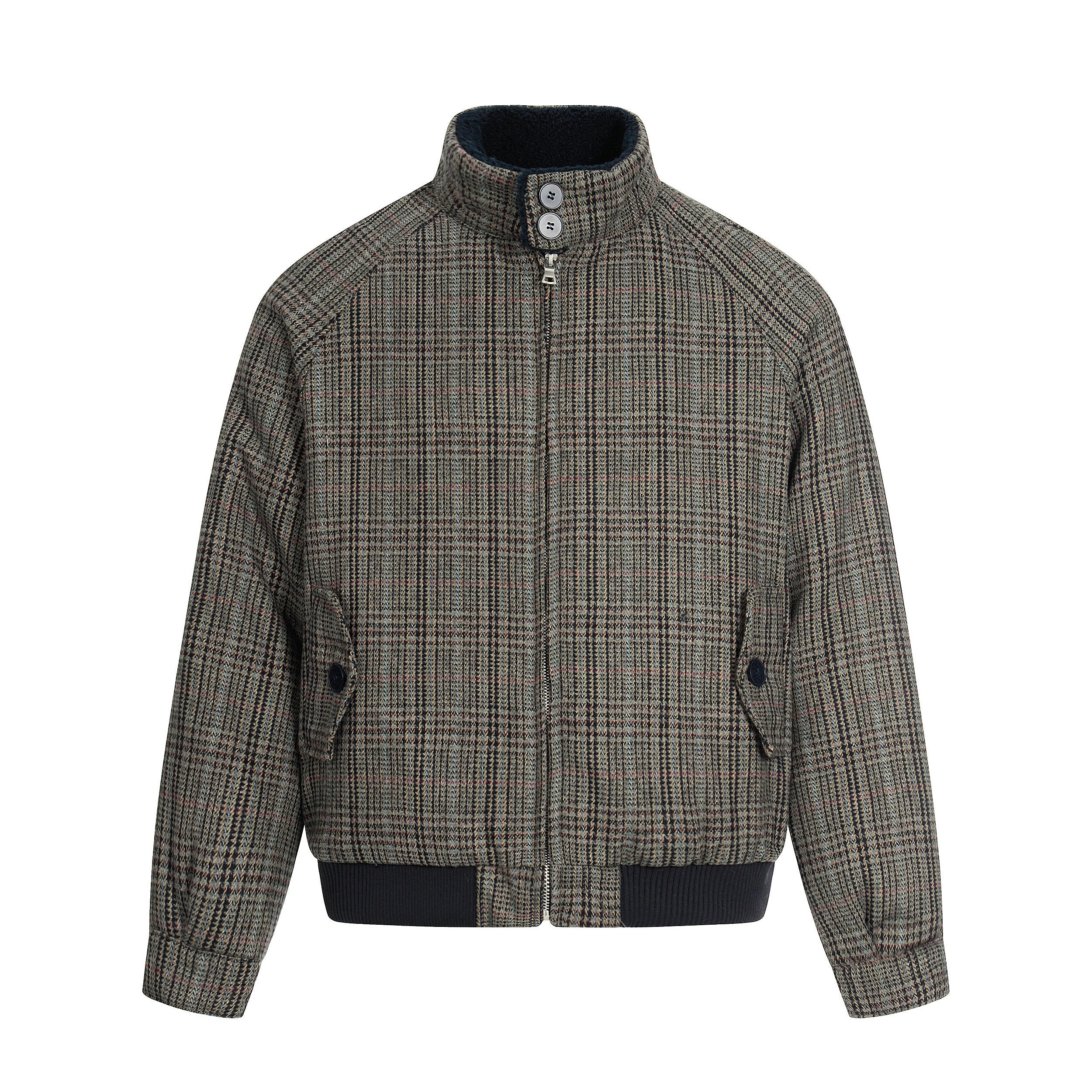 Omirad Vintage Check Wool Blend Bomber Jacket
