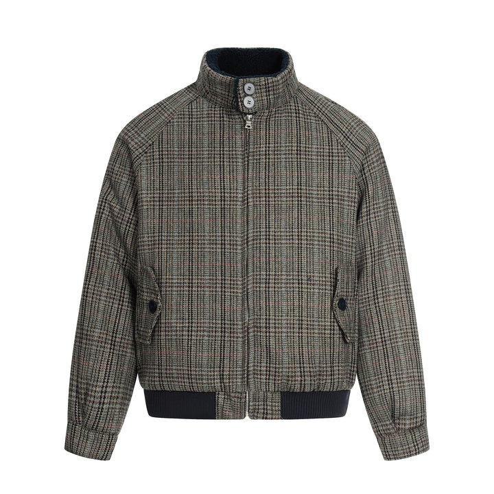 Omirad Vintage Check Wool Blend Bomber Jacket