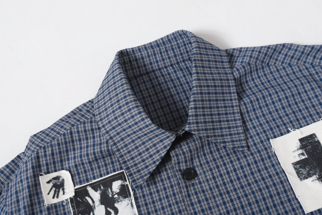 Omirad Patchwork Graphic Plaid Shirt