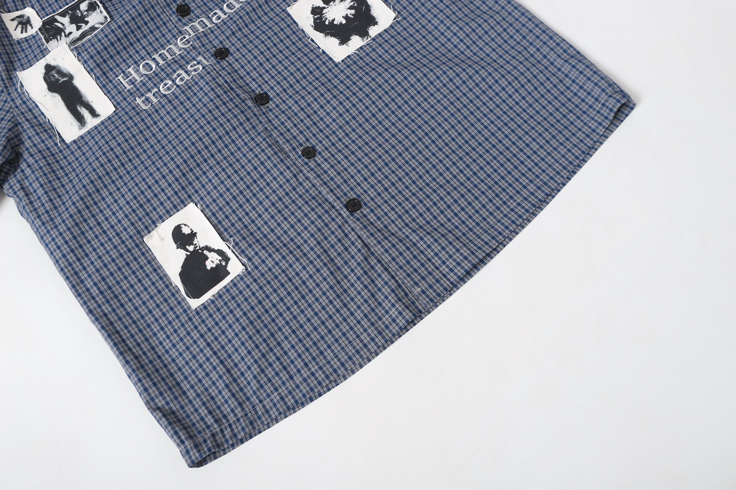 Omirad Patchwork Graphic Plaid Shirt