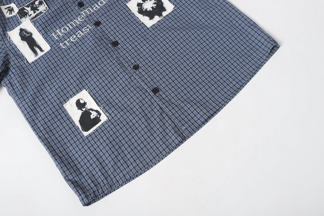 Omirad Patchwork Graphic Plaid Shirt