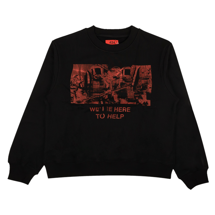 424 Here To Help Crewneck Sweatshirt 'Black'