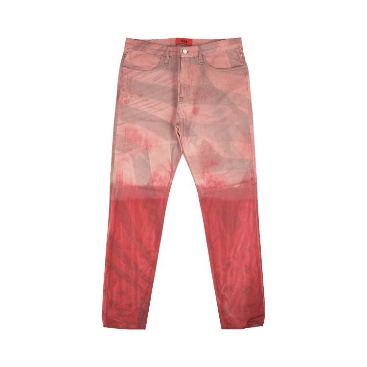 424 Dip American Flag Straight Fit Jeans 'Red'