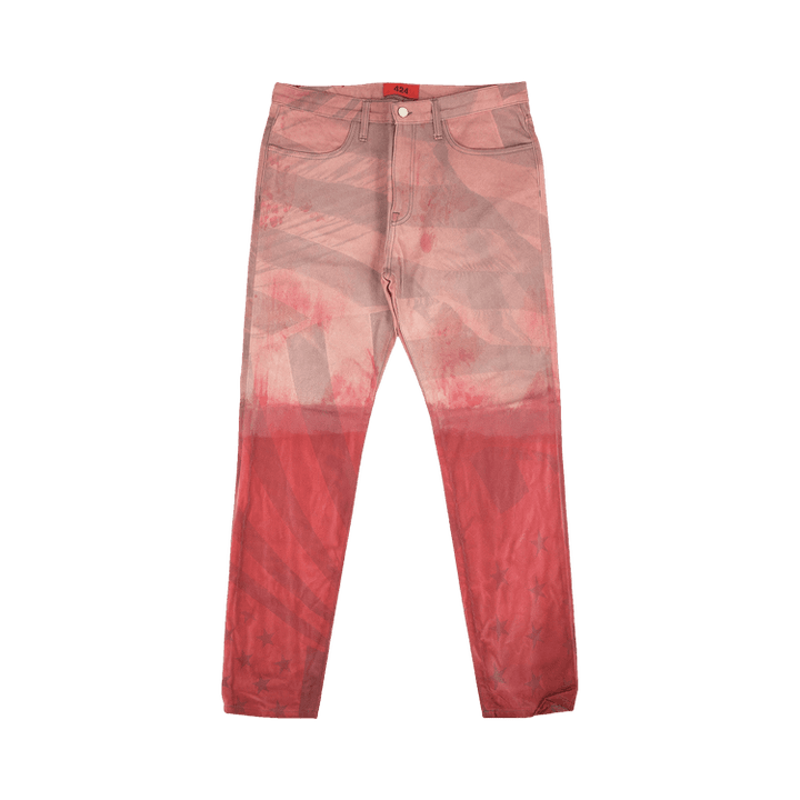 424 Dip American Flag Straight Fit Jeans 'Red'