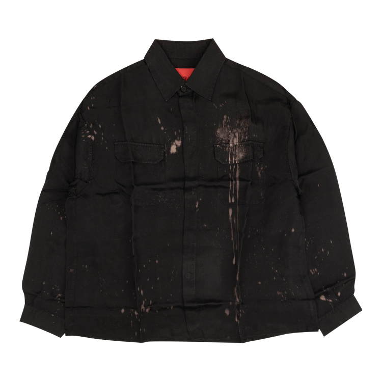 424 Bleached Long-Sleeve Button Down Shirt 'Black'