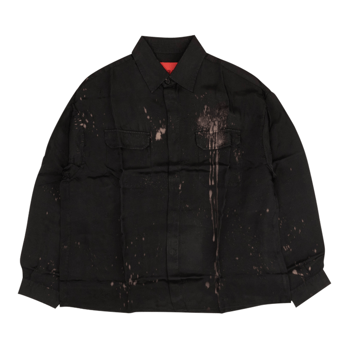 424 Bleached Long-Sleeve Button Down Shirt 'Black'